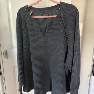 American Eagle Outfitters Charcoal/Navy Long Sleeve Top